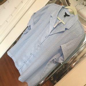 NWT light blue polka dot Banana Republic boxy button-down blouse XL